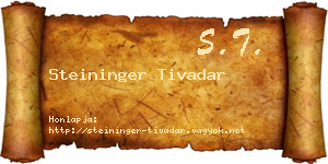 Steininger Tivadar névjegykártya